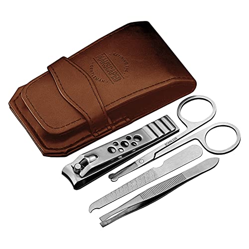 MANSCAPED The Shears Stainless Steel Men's Nail Kit, Fingernail Clippers, Travel Manicure Set, 5-Piece Luxury Men's Grooming Kit
