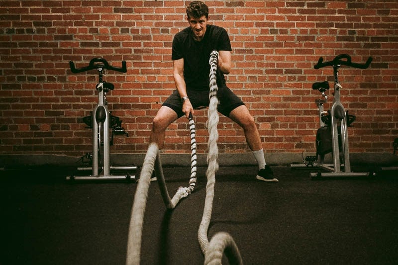battle ropes with All Citizens compression shorts and endurance shorts
