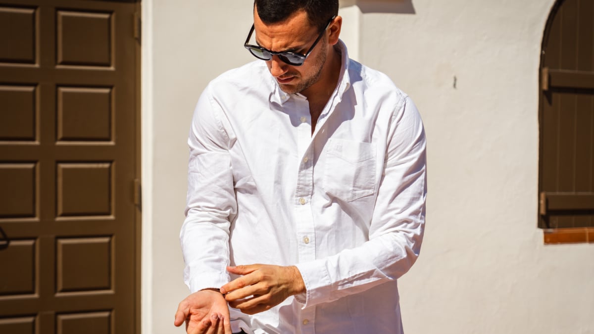Ben Sherman Review Model wearing white Brighton