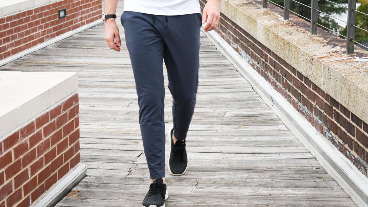 Best Joggers for Men Model Wearing Public Rec All Day Every Day Joggers Outside