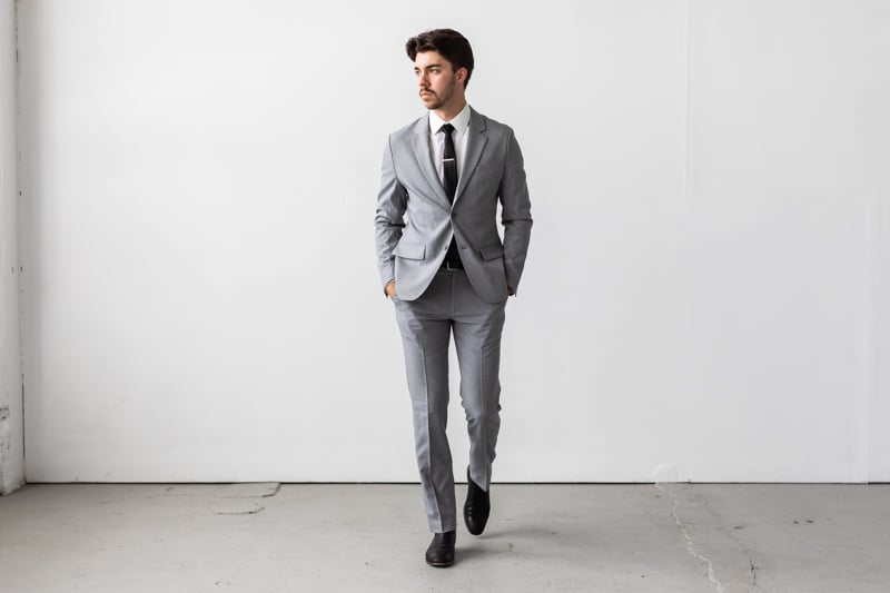 Bluffworks Presidio Blazer and Pants model walking forward