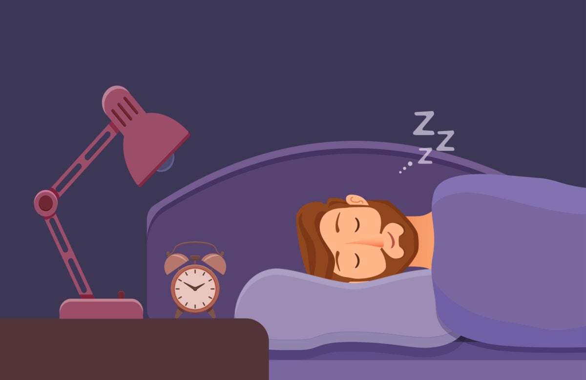 Cartoon man fast asleep