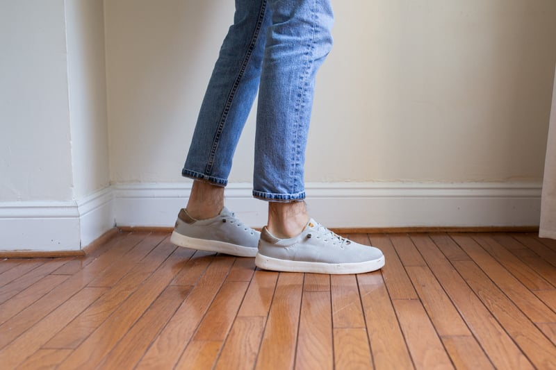 HEYDUDE Shoes Kob Sox being worn midstep
