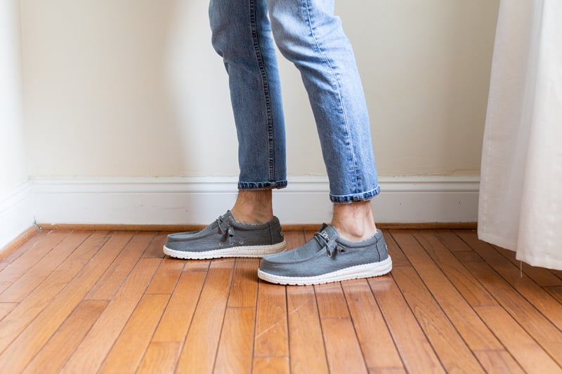 HEYDUDE Shoes Wally Stretch being worn from side