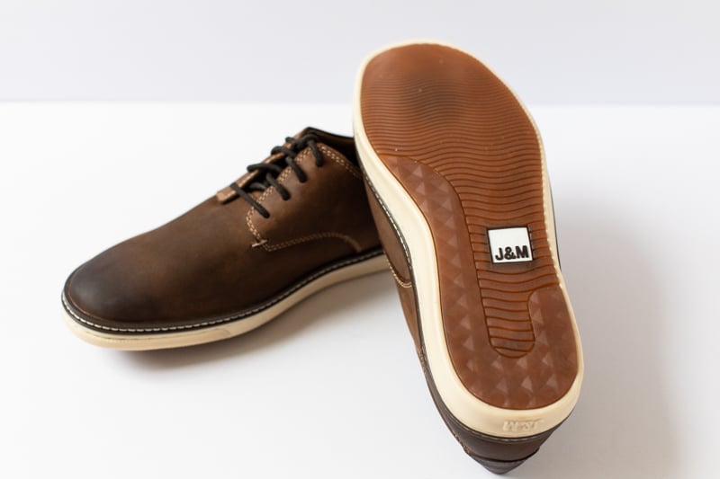 Johnston and Murphy McGuffey Plain Toe with sole detail on white background