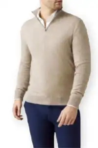 Luca Faloni Camel Beige Pure Cashmere Zip-up