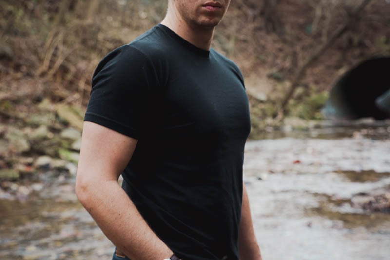 model wearing true classic tees fit check