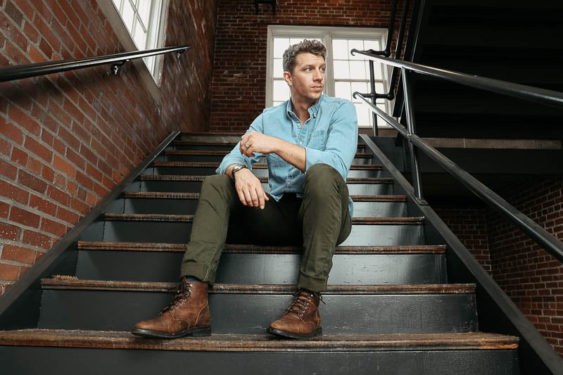 Taylor Stitch chinos on model