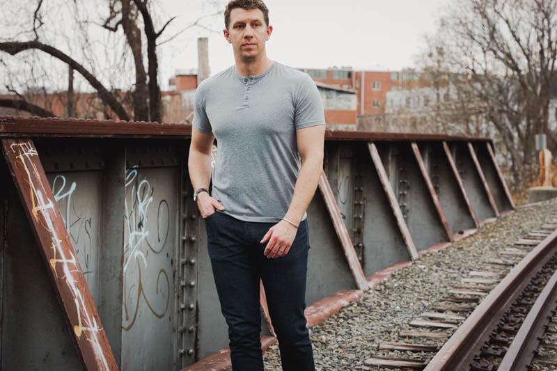 True Classic Tees henley in grey
